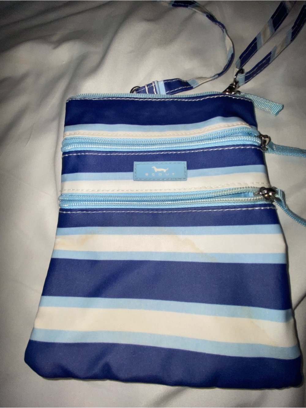 Scout Blue and Light Blue Striped Crossbody Bag